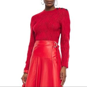 Ba&sh Numa Rouge Mohair Red Button Sweater, Size 1